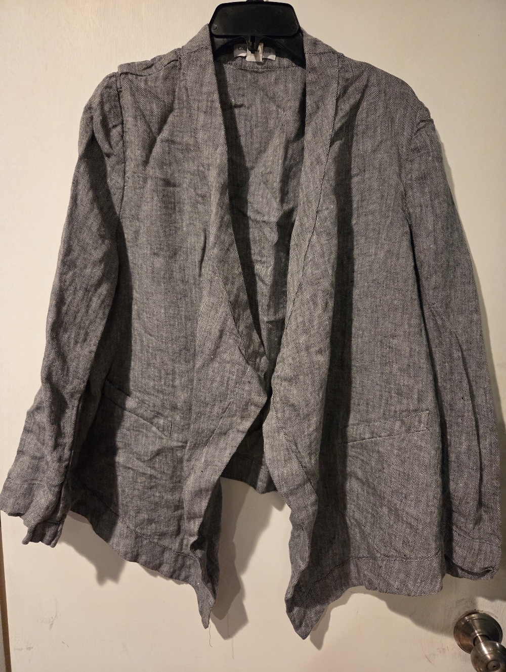 Coldwater Creek Lightweight Open Front Gray Linen Jacket Size XL
